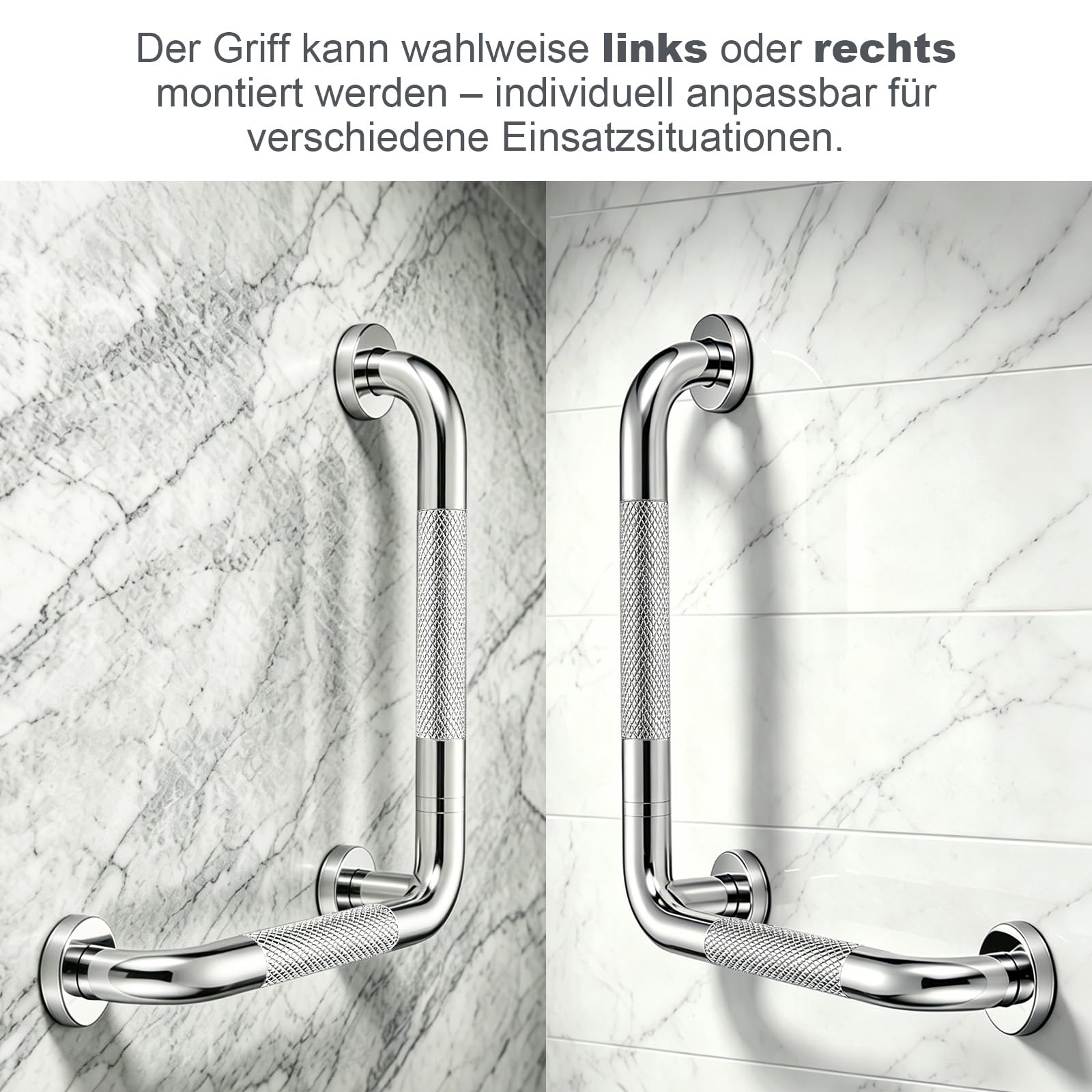 Barre d'appui pour personnes âgées, 40 x 40 cm, poignée de douche en forme de L, en acier inoxydable, poignée de sécurité pour salle de bain, femmes enceintes, personnes âgées et handicapées (noir)