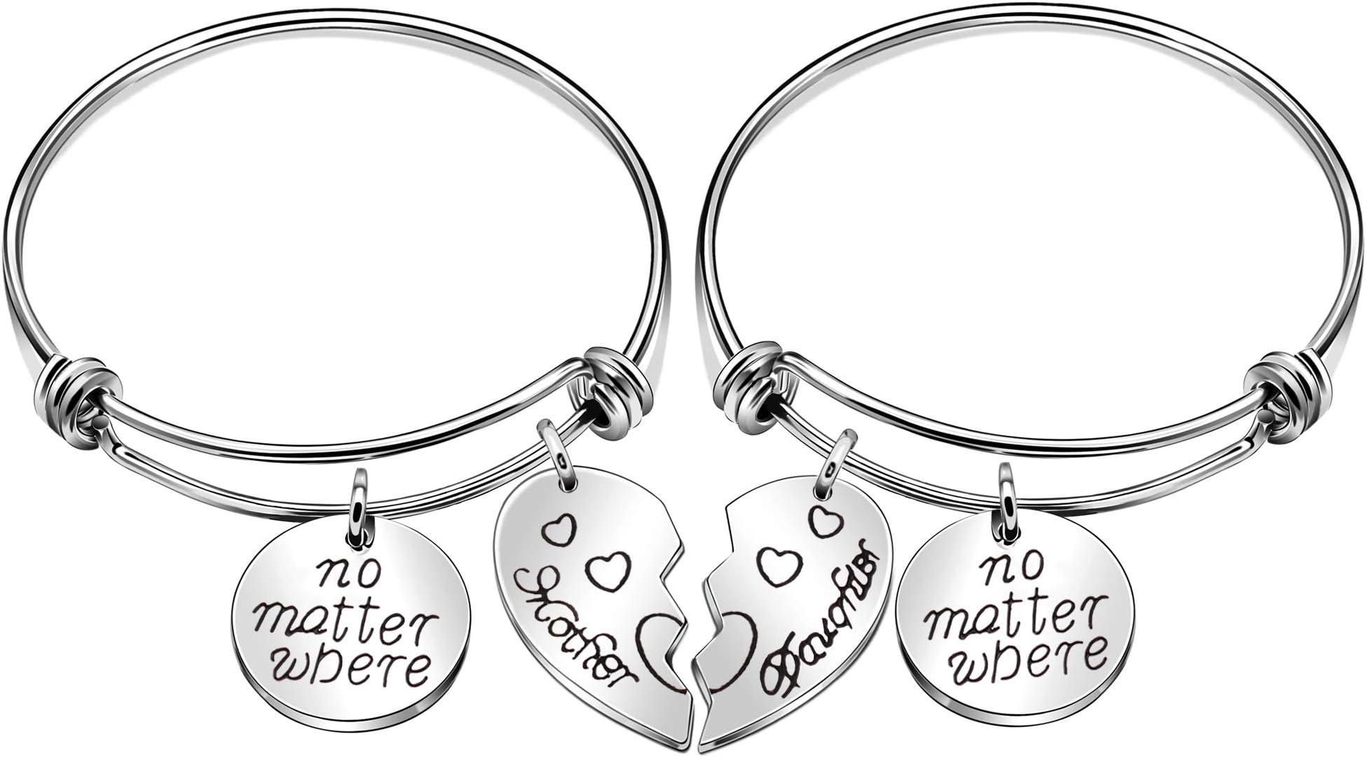 2pcs Expandable Bangle Bracelets Mother Day Birthday Gifts Love Between Mother and Daughter is Forever