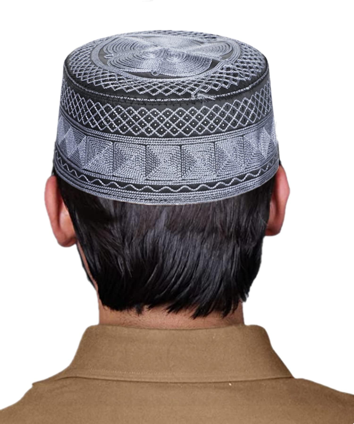 Men Muslim Prayer Kufi Hat Breathable Embroidery Kofia Topi Sun Hat Islam Kufi Headware Takke Praying Beanie Hat Skull Cap
