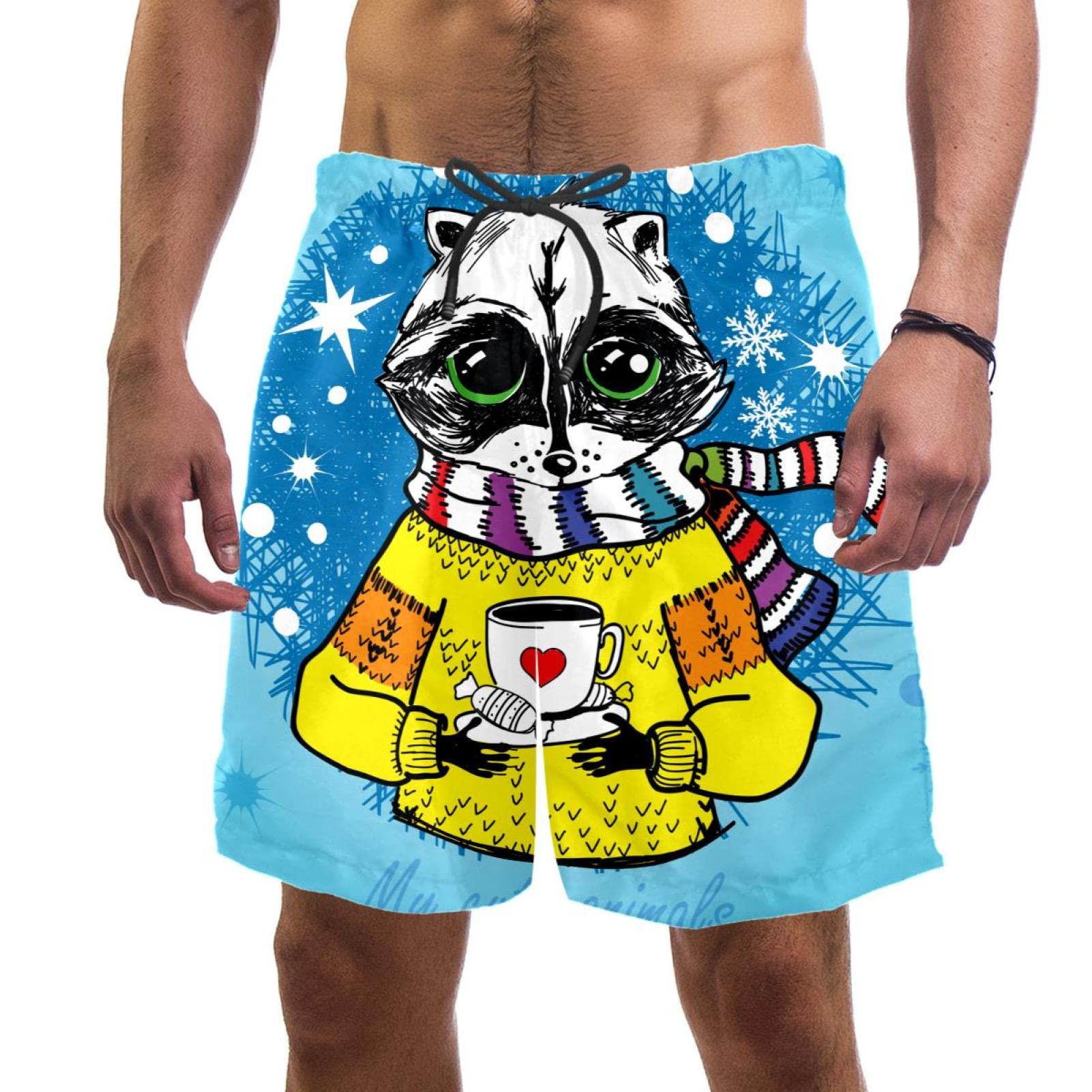 Short de bain homme imprimé animal rigolo avec cordon doux - 6