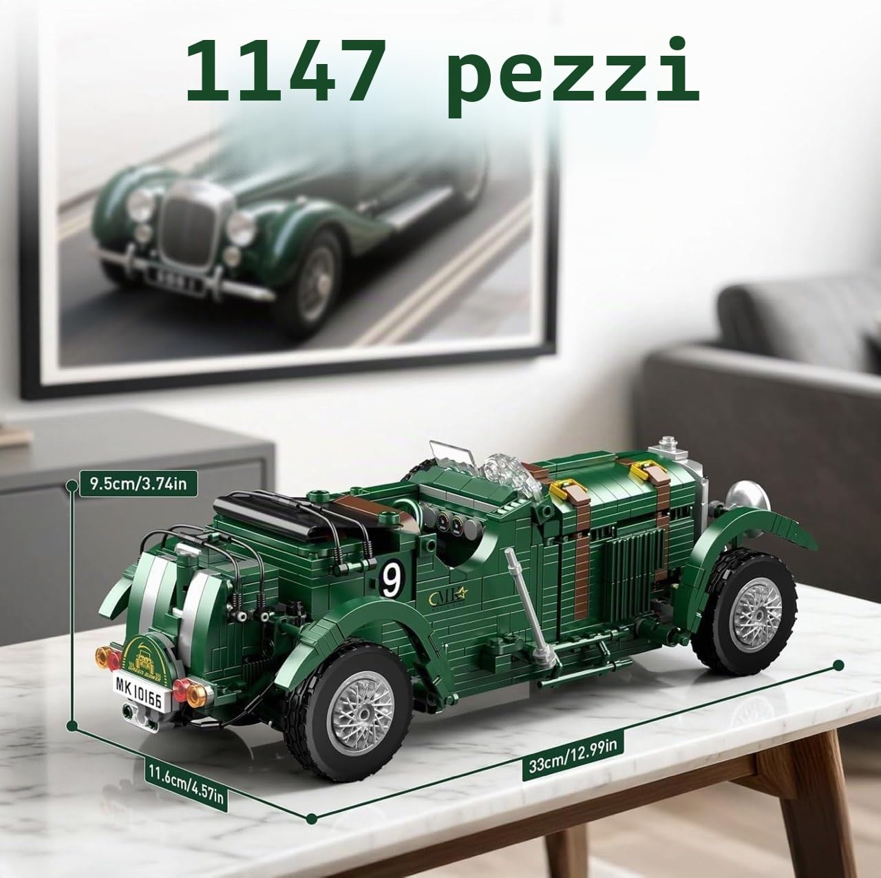 Mould King 10166 Tecnico - Set di Costruzione Vintage Soffiatore-Auto Sportiva, MOC - Set di Mattoncini da Costruzione per Auto Retrò Classiche, Set di Auto da Collezione per Adulti e Adolescenti dai