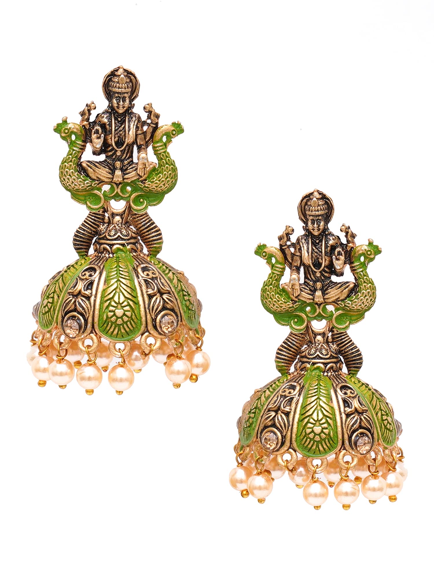 Karatcart Antique Gold Plated Light Green Mata Laxmi Jhumki Earrings for Women (B0BFQRPV5B) Amazon Price History, Amazon Price Tracker