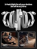 Vista 46 de LISEN Cable USB C, paquete de 5 [3.3/3.3/6.6/6.6/10 pies] USBC a USBC cable de carga para iPhone 16e 15 Pro Max, cable de 60 W (3.1 A) C a C
