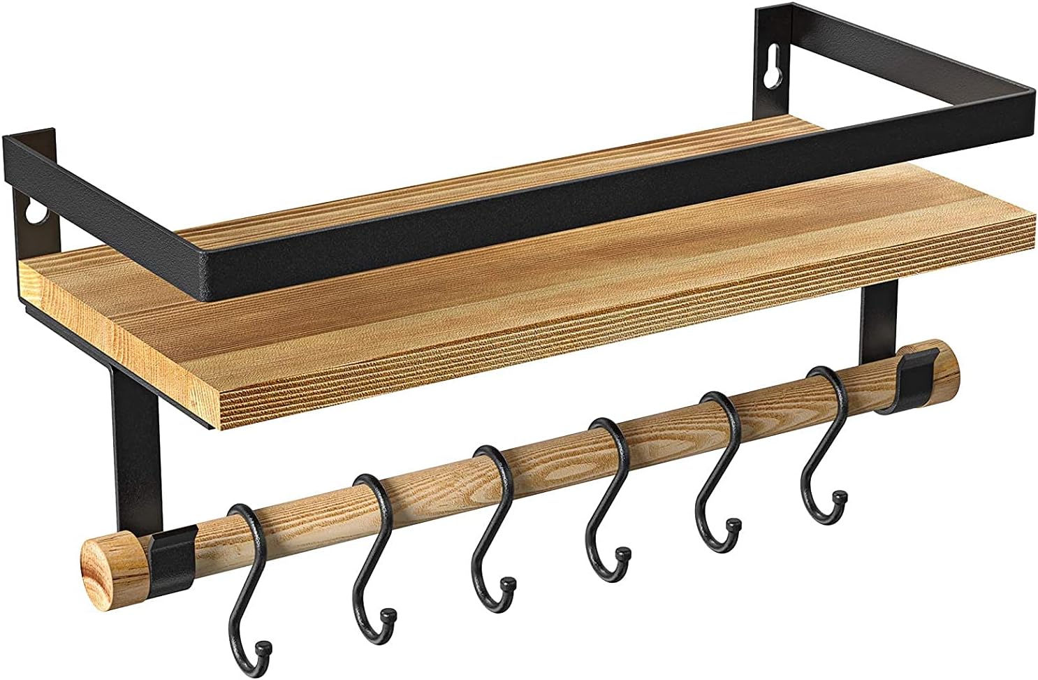 STOREMIC Floating Shelves, Shelf with Hooks wall mounted, Easy to