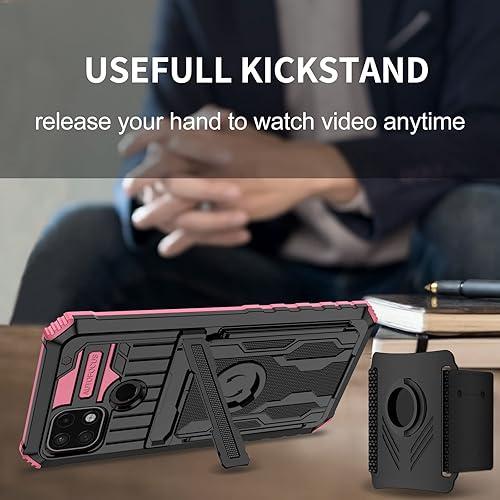 Miniatura 3 de Asuwish Funda de teléfono para Oppo Realme C21C21YC25Y Funda 360 Arm Band Running Armband Slim Stand Hybrid Grip Rugged Protective Mobile Kickstand