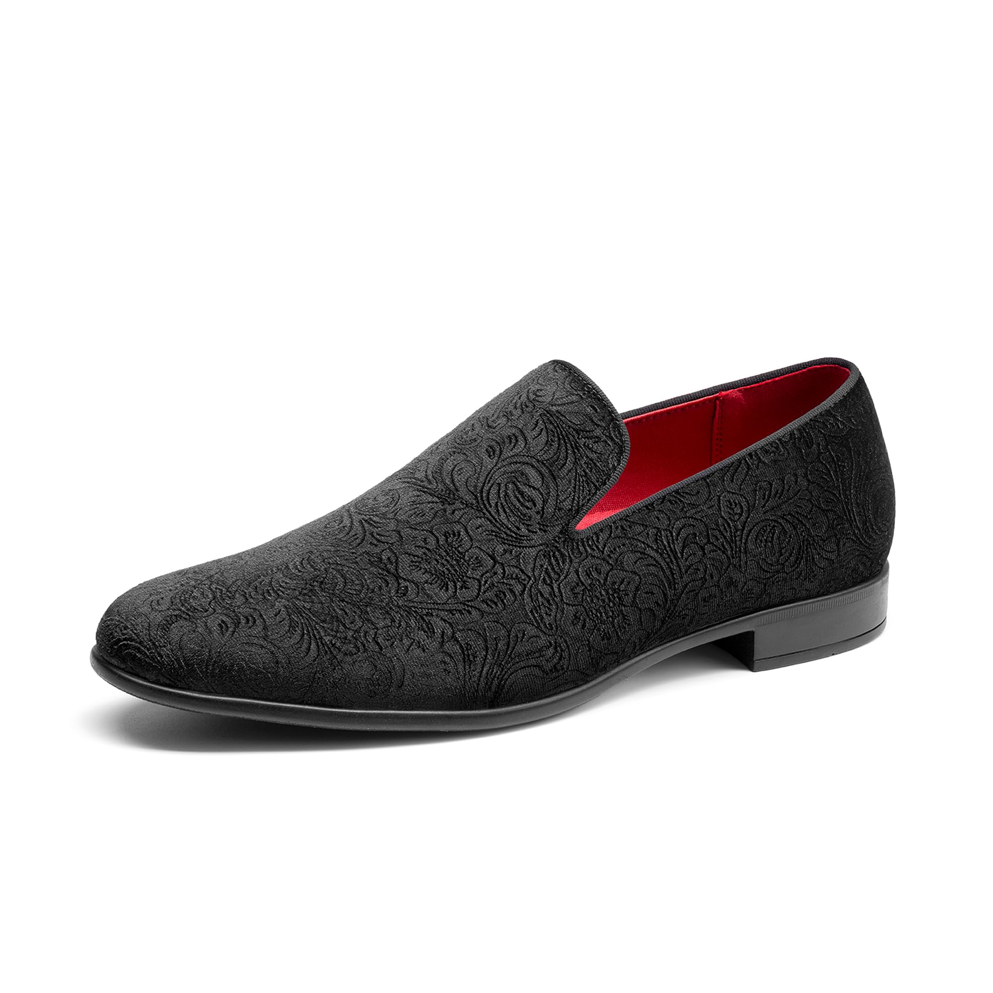 Bruno Marc Mens Dress Loafers Velvet Tuxedo Slip-on Shoes Wedding Party Red Bottom for Male