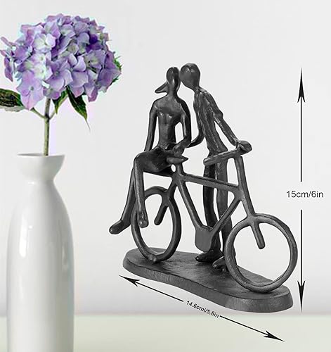 Miniatura 6 de Estatua de figura de pareja de bicicleta, escultura de metal, decoración de aniversario, regalo romántico para boda y aniversario, para él, ella y