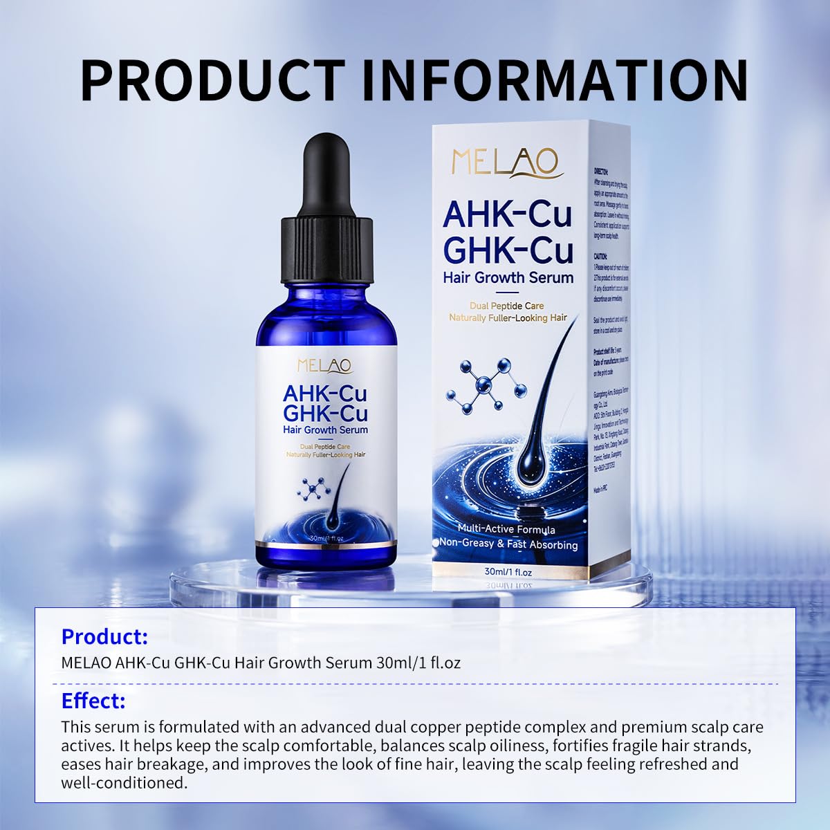 Copper Peptide Hair Growth Serum with GHK-Cu & AHK-Cu, 1 fl oz