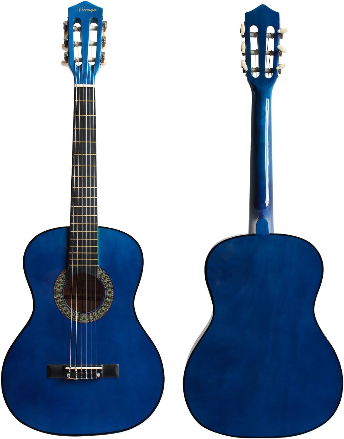 YMC Classical Guitar 1/2 Size 34” Inch Nylon Strings Classical Acoustic Guitar Starter Pack With Carrying Case & Accessories for Beginner Students Children-Blue