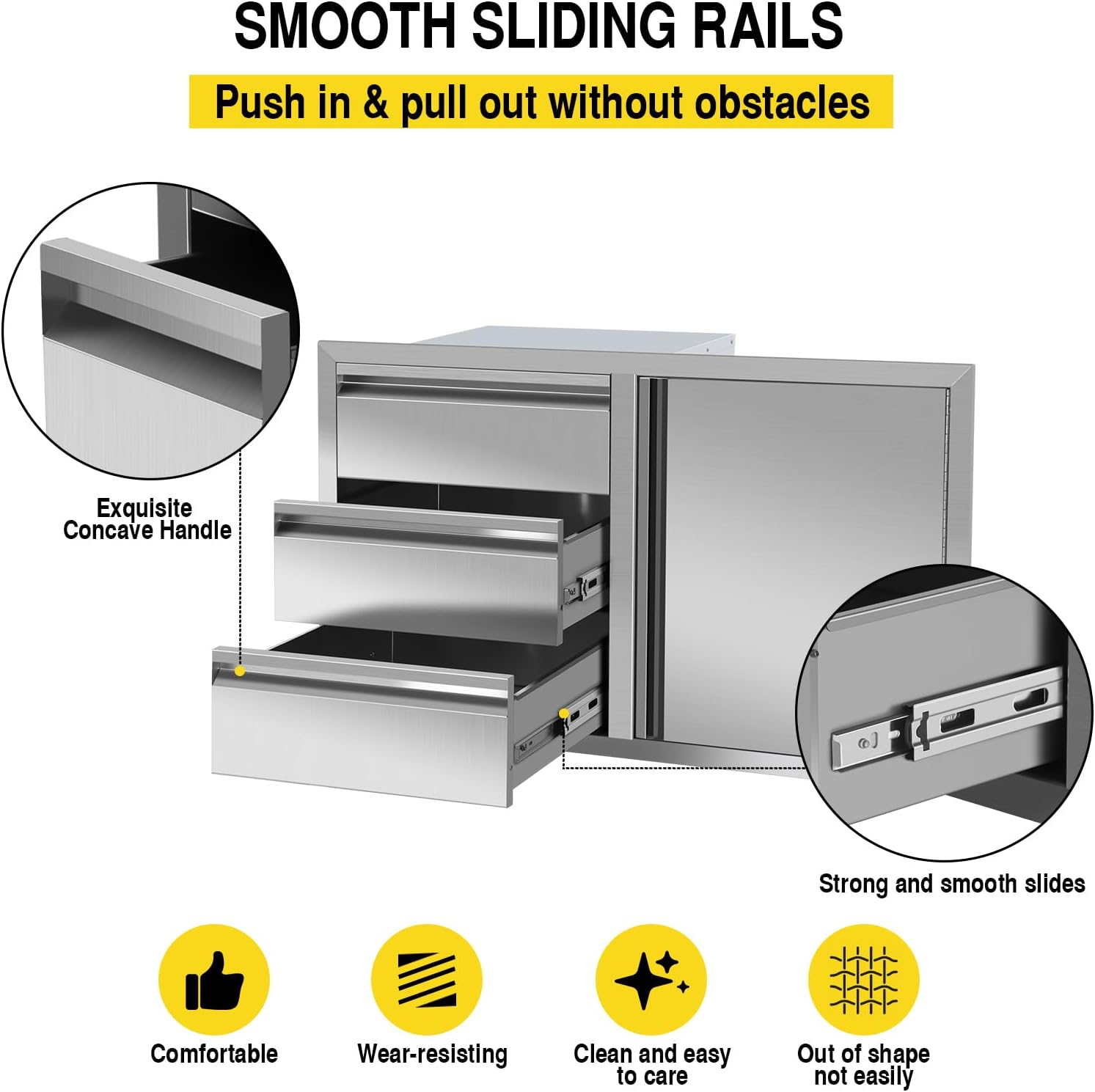Outdoor Kitchen Drawer Combo, BBQ Access Trash Drawer Combo With Stainless Steel, Outdoor Kitchen Trash Drawer For BBQ Island, Grilling Station, Outside Cabinet,G4