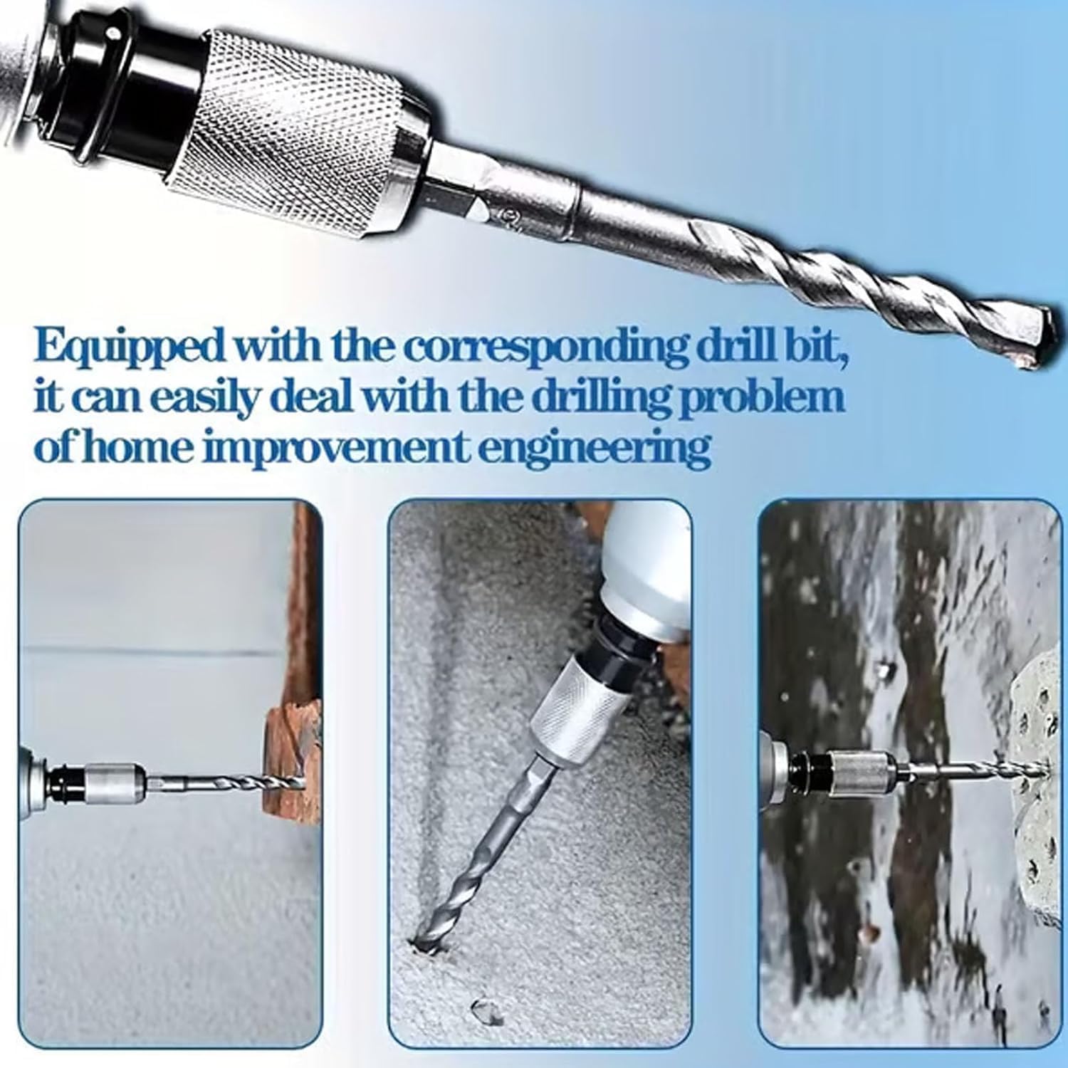 Rotary Hammer Adapter with Impact Drill Bits Set, Electric Hammer to Drill Converter, Multi-Functional Electric Hammer to Drill Converter,Quick Release Adapter Converter (Adapter+drill bit)