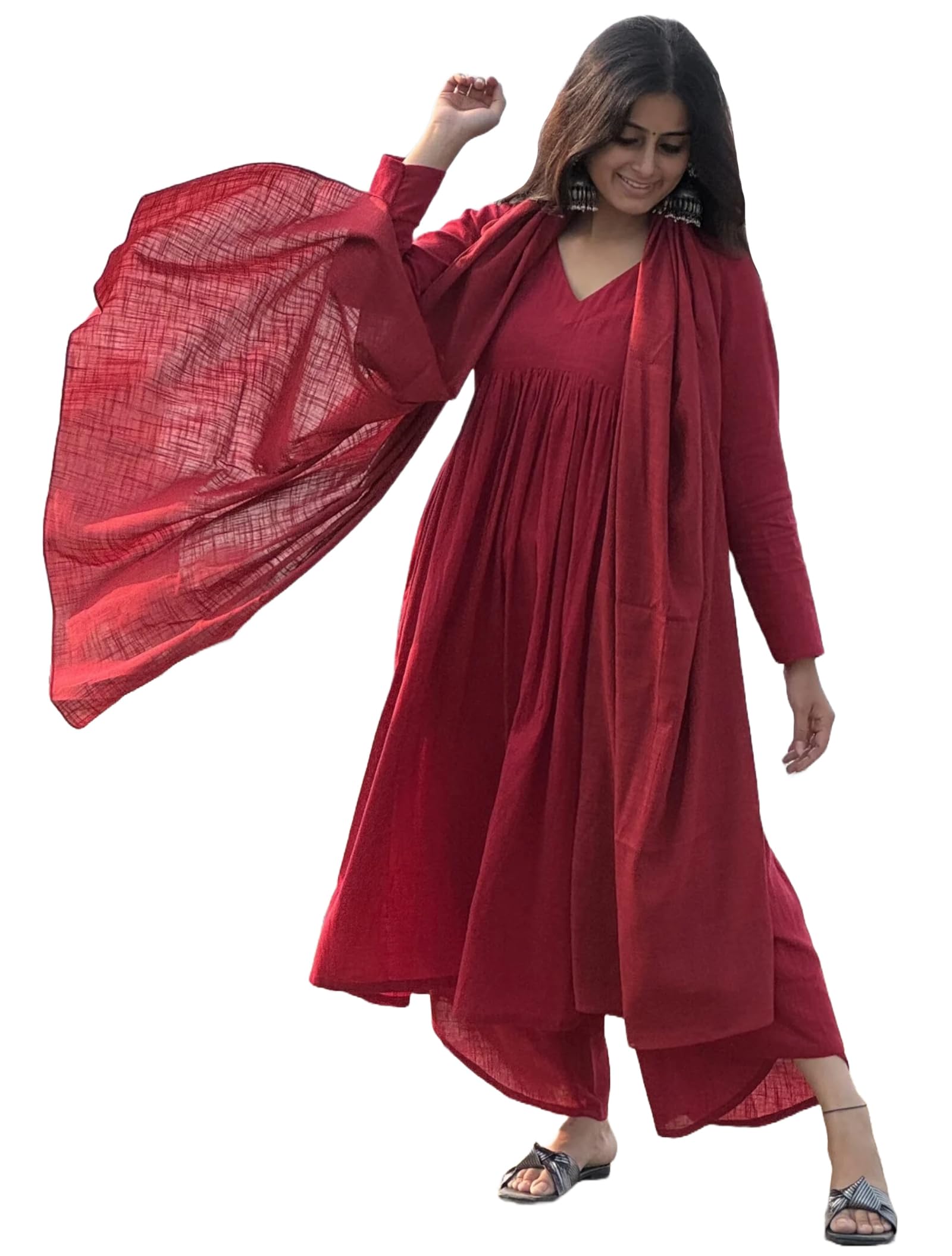anni designer Women's Rayon Viscose A-Line Solid Kurta with Palazzo & Dupatta-picture-50