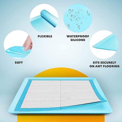 Miniatura 5 de TidyFriend - Bandeja para almohadillas de entrenamiento de 24 x 24 pulgadas, soporte de silicona para almohadillas de entrenamiento para cachorros,