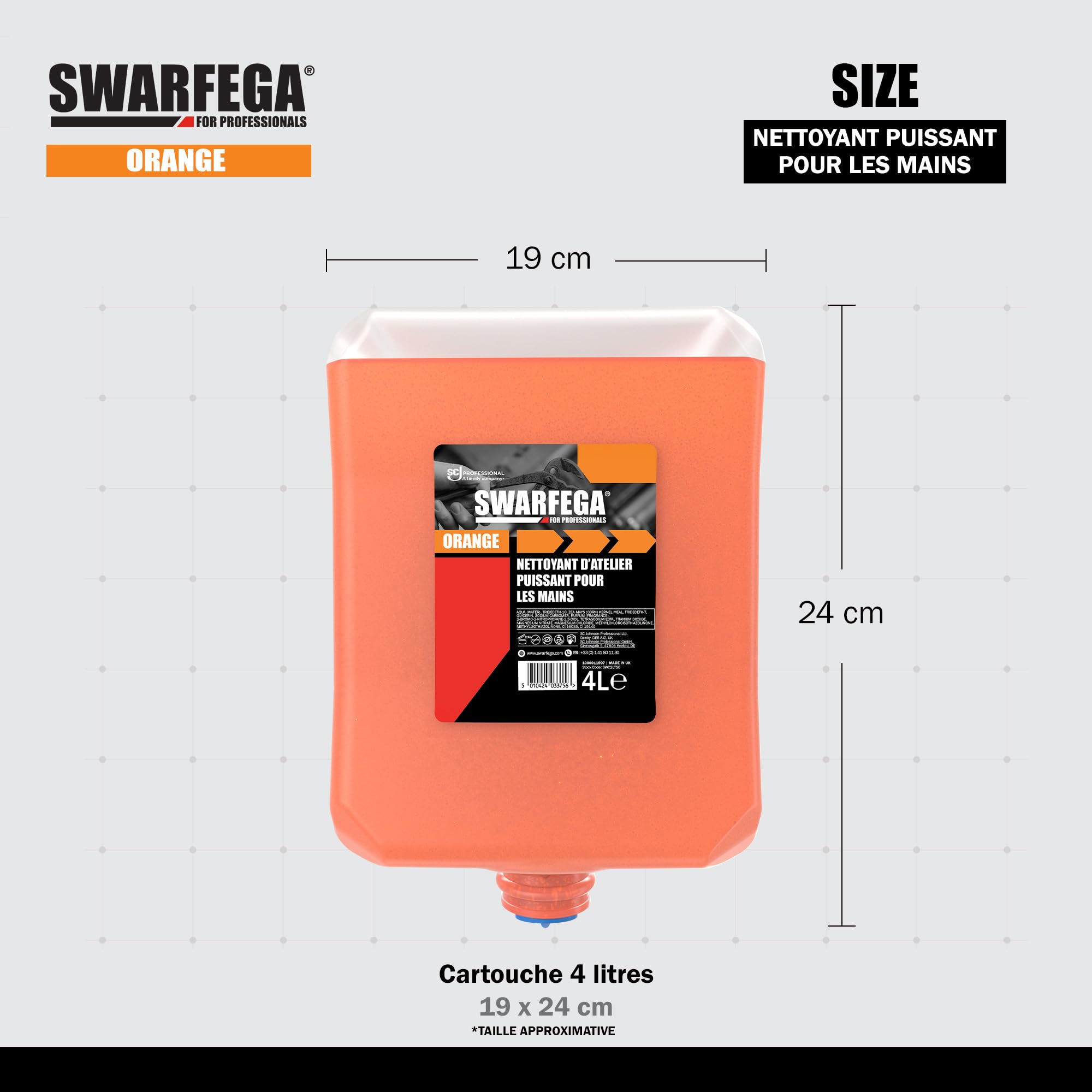 Swarfega Orange – Nettoyant Industriel Mains – Recharge 4 L – sans solvant – Usage Professionnel