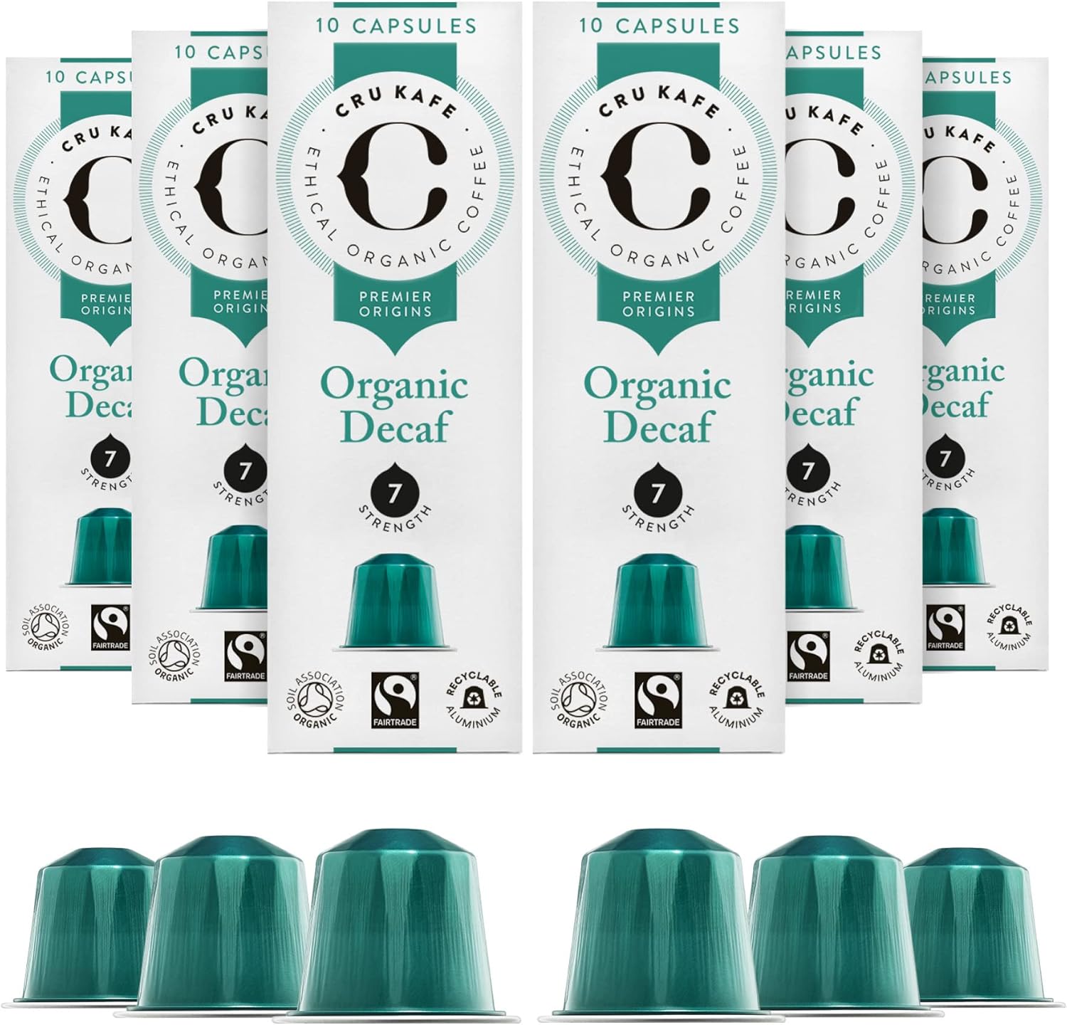 CRU Kafe Nespresso Compatible Decaf Coffee Pods (60 Pods) Medium Strong