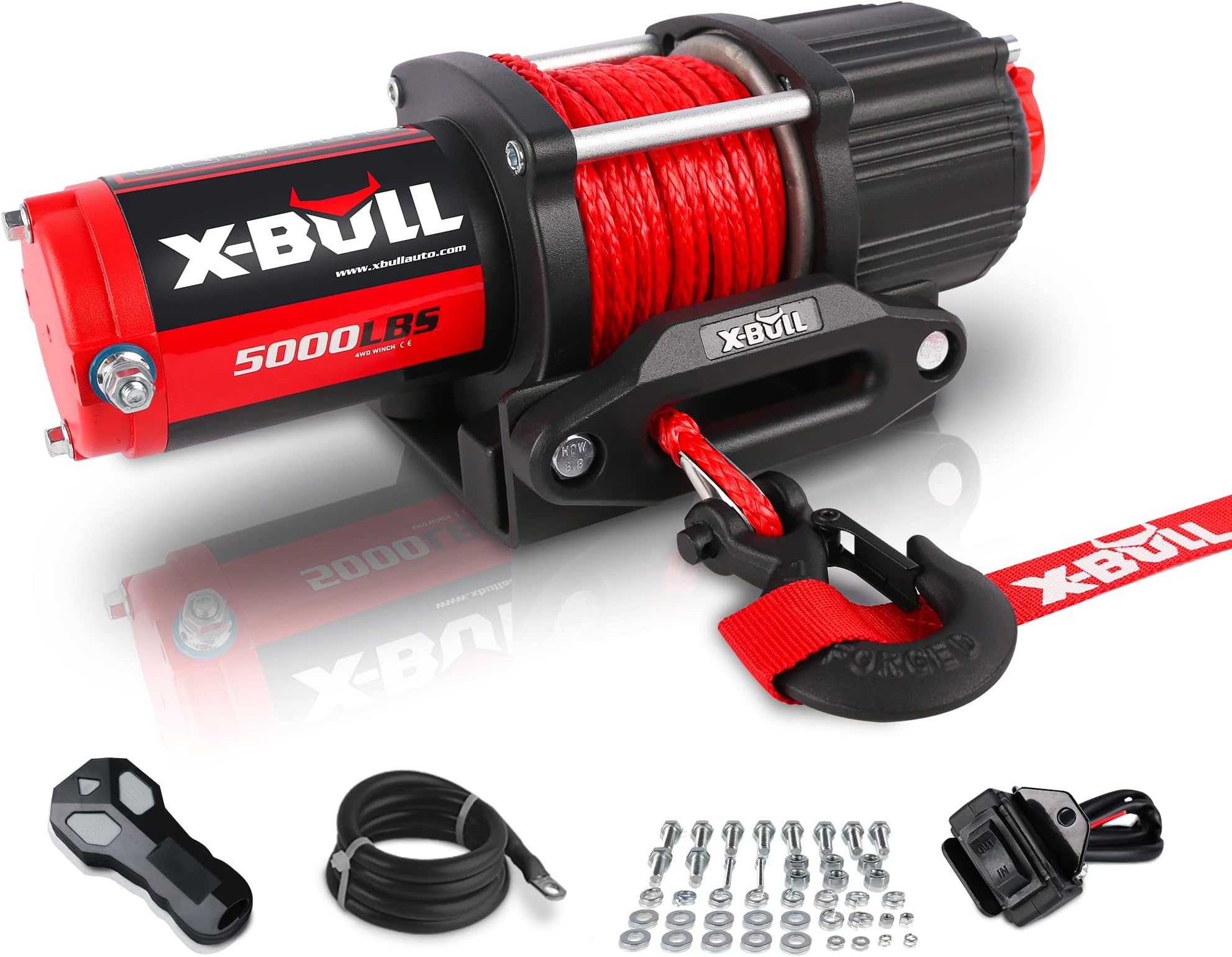 XBull Boat ATV UTV Winch 5000LBS/2268KG 12V Electric Winch with Steel