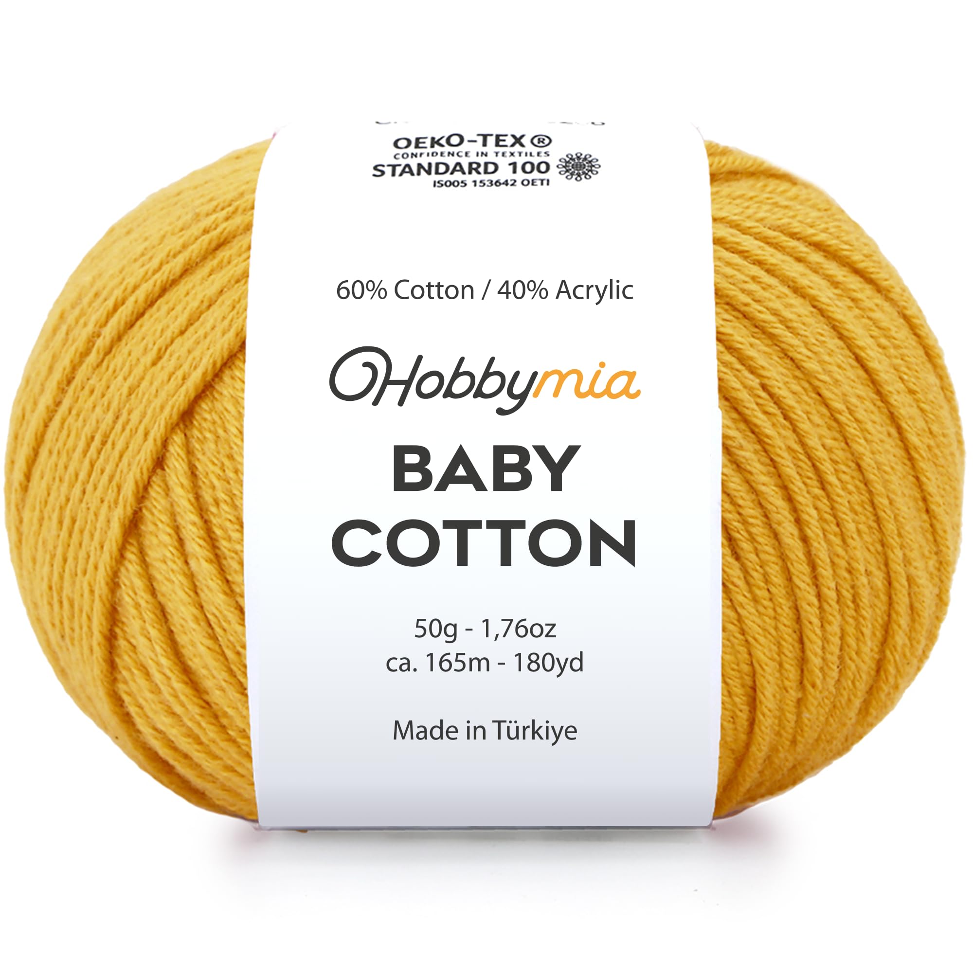 Baby Cotton Blend Yarn – Soft Sport Weight Yarn for Crochet & Amigurumi - 50g/180yds - 60% Cotton 40% Acrylic - Ideal for Baby & Knitting Proj.(Neon Green, 1 Ball) — view 120