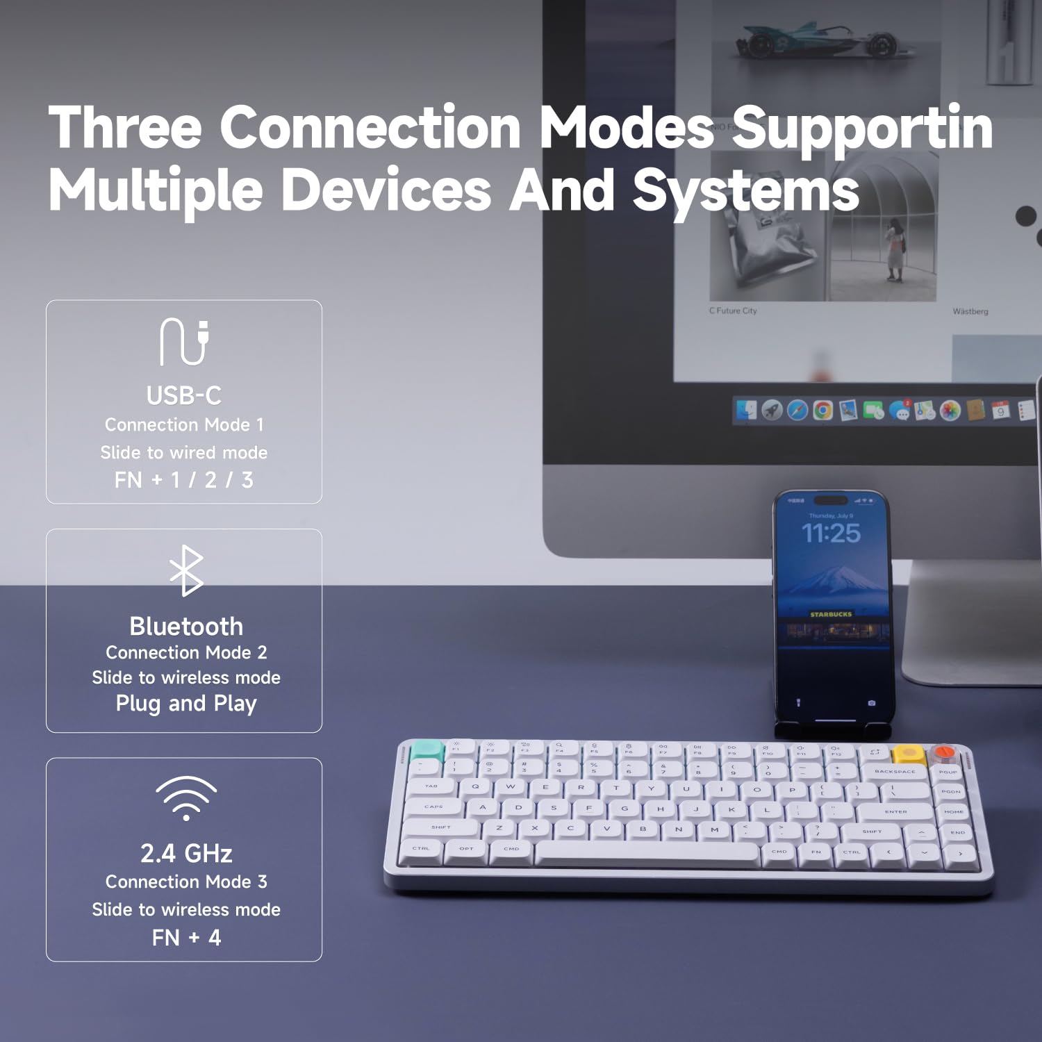 Amazon.com: nuphy Air75 V3 Mechanical Keyboard with Knob, White