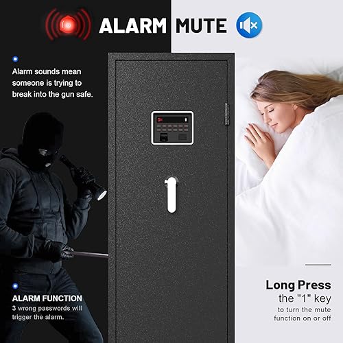 Miniatura 6 de 7-8 Biometric Gun Safe Rifle, Large Gun Safes for Home Rifle and Pistols with Upgraded Control Panel and LED Light, Quick Access Fingerprint Gun