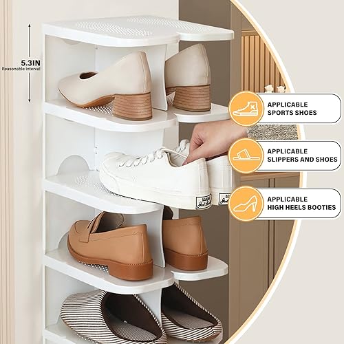 Miniatura 9 de TXALWIQ Zapatero grueso de 6 niveles organizador de zapatos independiente para armario cubo de zapatos perezoso torre de zapatos combinada gratuita