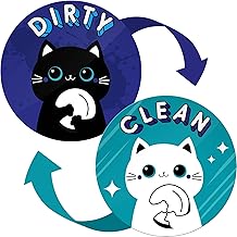 Dishwasher Magnet Clean Dirty Sign Indicator - Clean Dirty Dishwasher Magnet - Kitchen Dish Washer Magnet - Waterproof and Double Sided Flip with Bonus Adhesive Metal Plate (Cute Kittens)