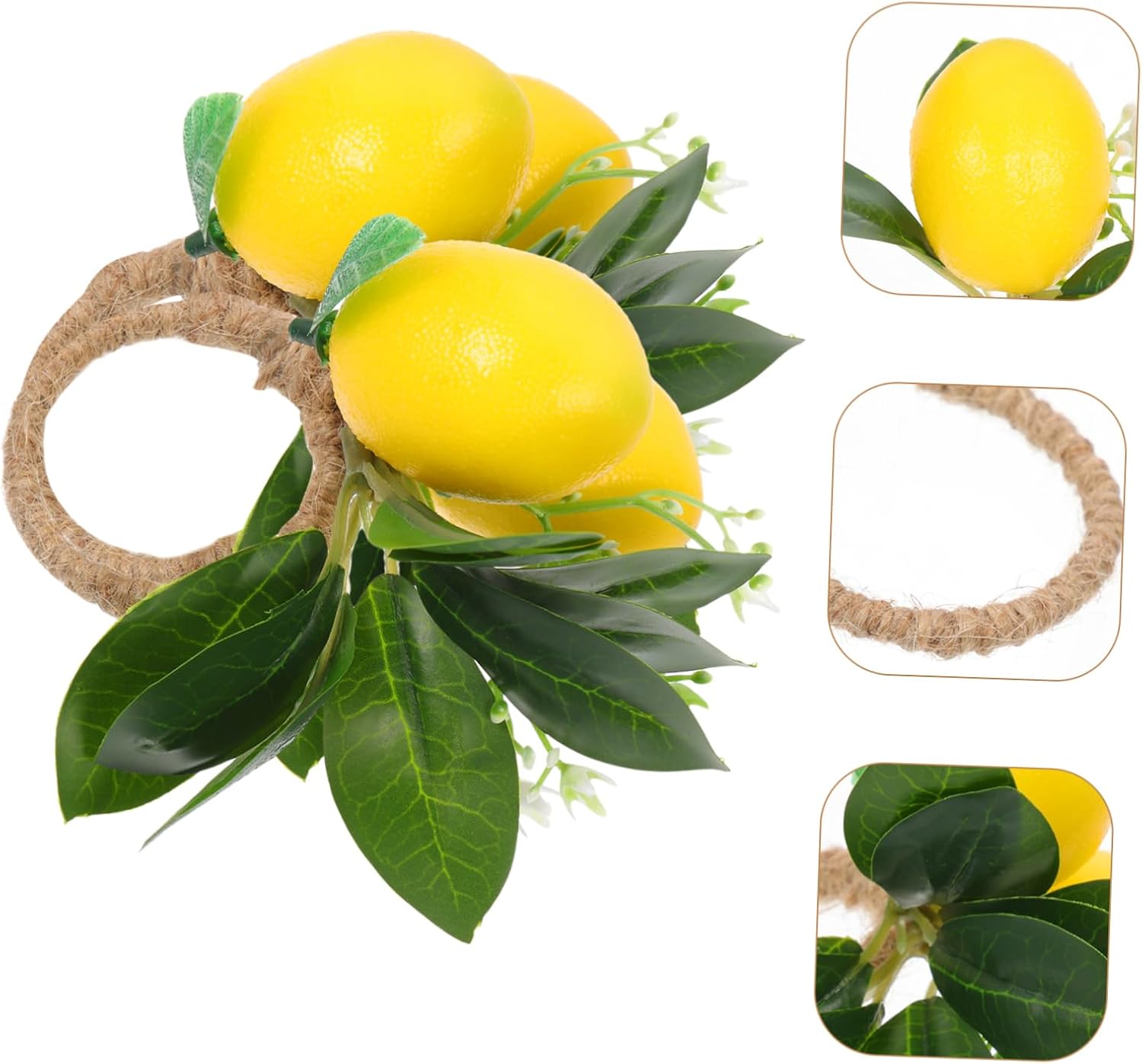 MAGICLULU 12pcs Napkin Rings Lemon Napkin Holders Flat Real Lemon Look Decorative for Dining Table
