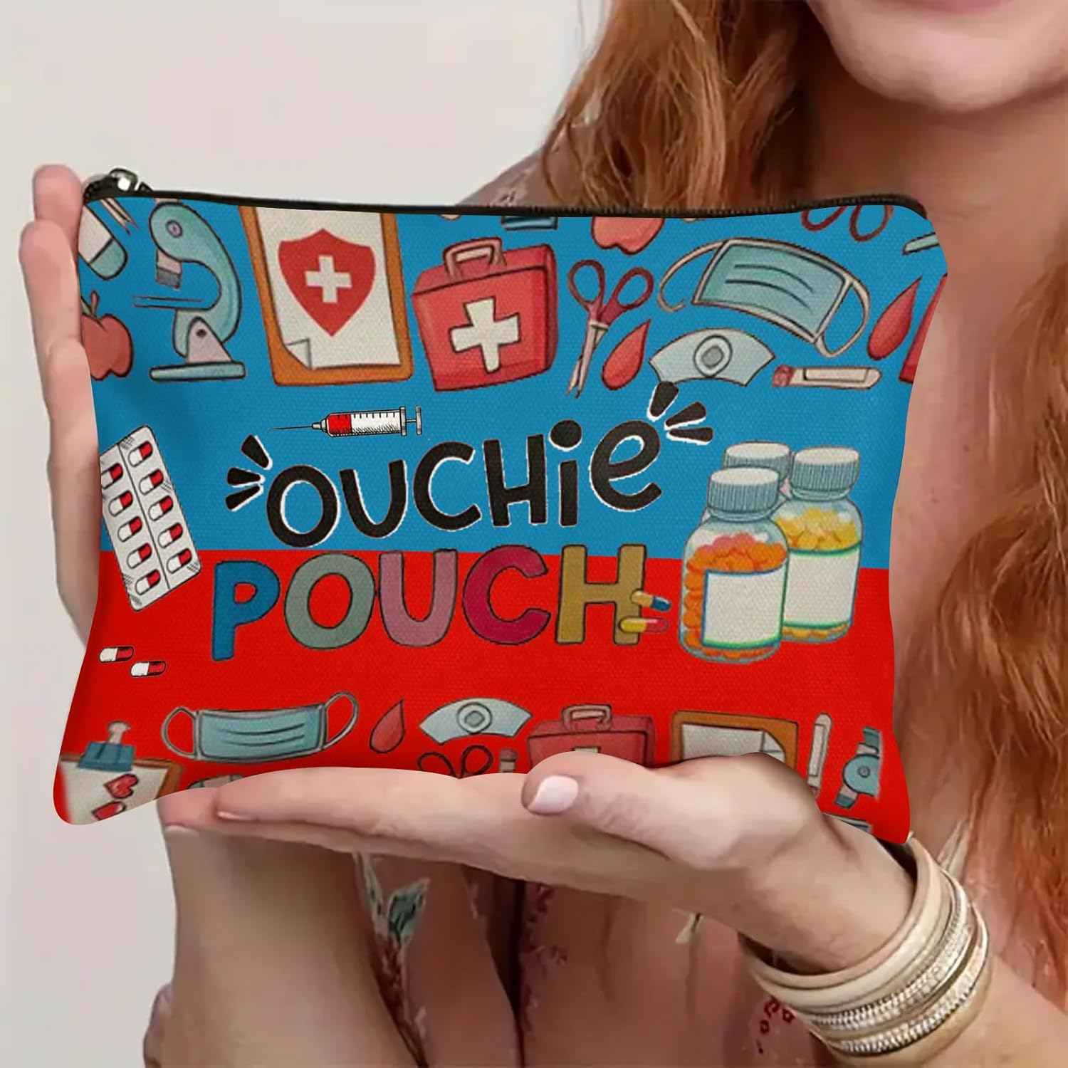 Medicine Storage Pouch with Diabetes, Medicines Bag, and Medical Supply Designs, White Canvas Zipper Cases, Multi-Use Functionality (Gift for Birthdays, Graduation, Christmas) (Style D) - Image 8