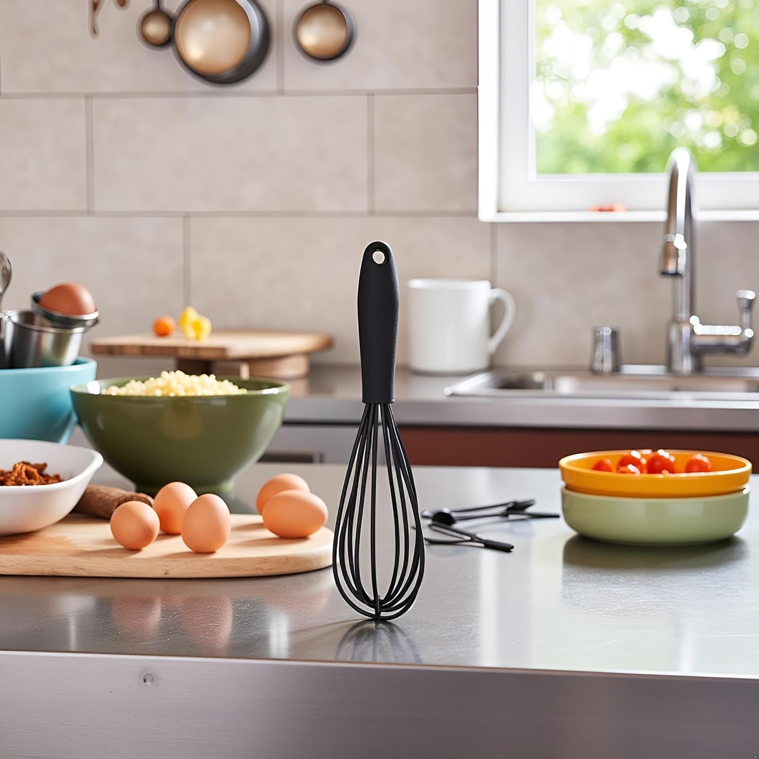 1Pc Black Mini Silicone Whisks,Non-Stick Whisks,Milk and Egg Beater Blender,Hand Egg Mixer,Kitchen for Cooking, Baking, Mixing,Stirring,Cooking Utensils,Kitchen Dining (6.7inch) - Image 5