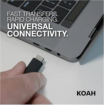 Koah Pro Thunderbolt 3 40 Gbps USB-C Cable - Supports 100W Charging, 0.8m