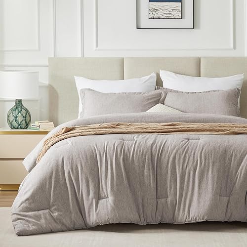 Miniatura 7 de CozyLux Juego de edredón tamaño Queen  Edredón de lino suave de lujo con teñido catiónico de 3 piezas para todas las estaciones, juegos de cama