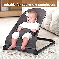 Vista 6 de Asiento de Bebé, Asiento de Mecedora de Bebé, Mecedora Portátil para Bebé con Arnés de Seguridad de 3 Puntos, Asiento Saltarín Ergonómico, Mecedora