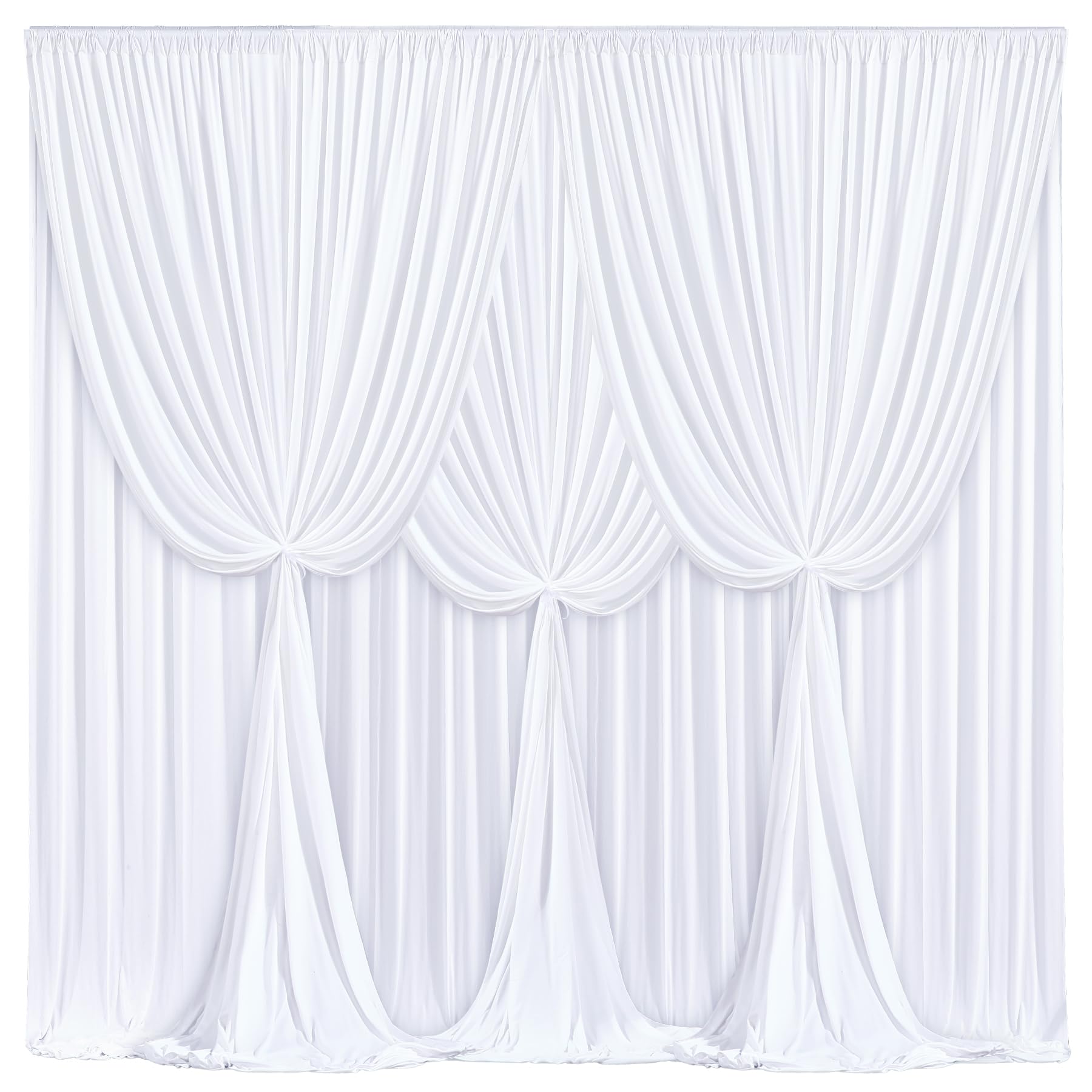 24x10FT White Backdrop Curtains for Wedding Parties, Wrinkle Free Polyester Photography Backdrop Drapes for Wedding Baby Shower Birthday Parties Stage