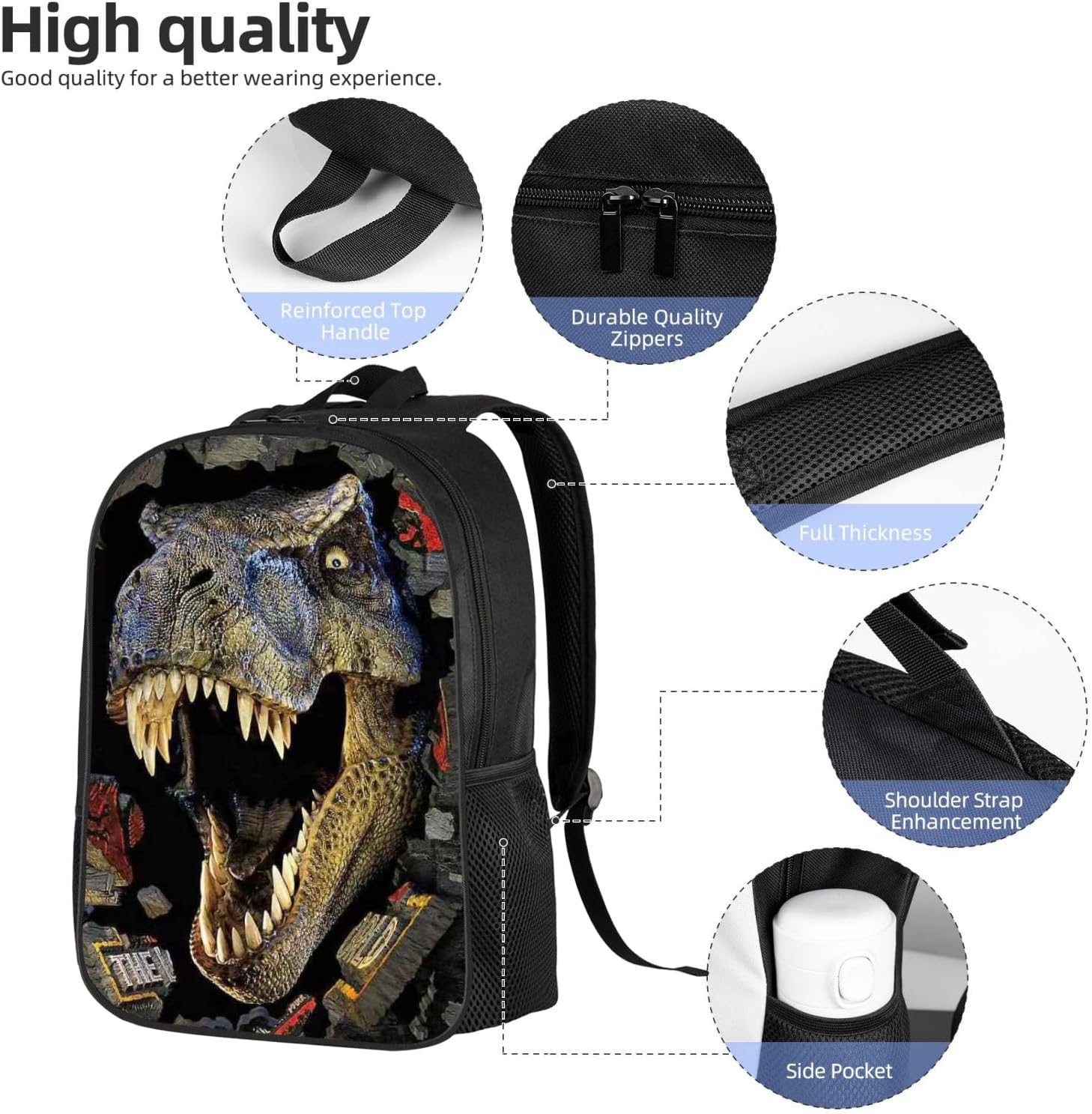 Dinosaur Backpack with Lunch Box, for Boys Aged 5–7 – Jurassic T. rex Fan Favorite: 3-in-1 School Backpack Set, Waterproof Nylon Fabric, 17" (T. rex 9603)