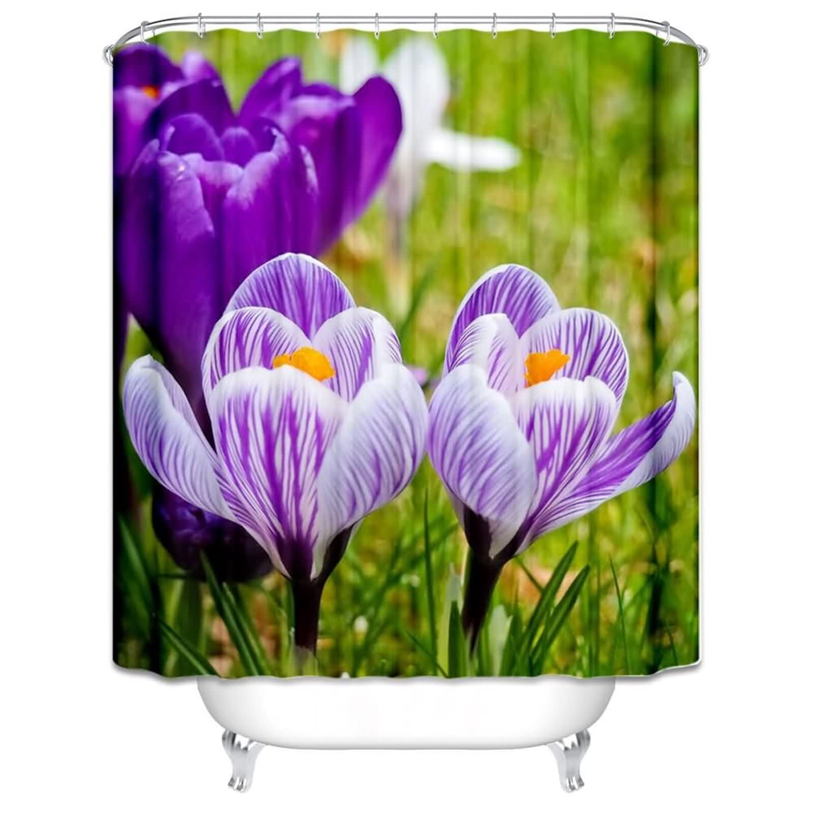Rideau de douche fleuri pourpre 220x180 cm pour baignoire et fenetre de salle de bain
