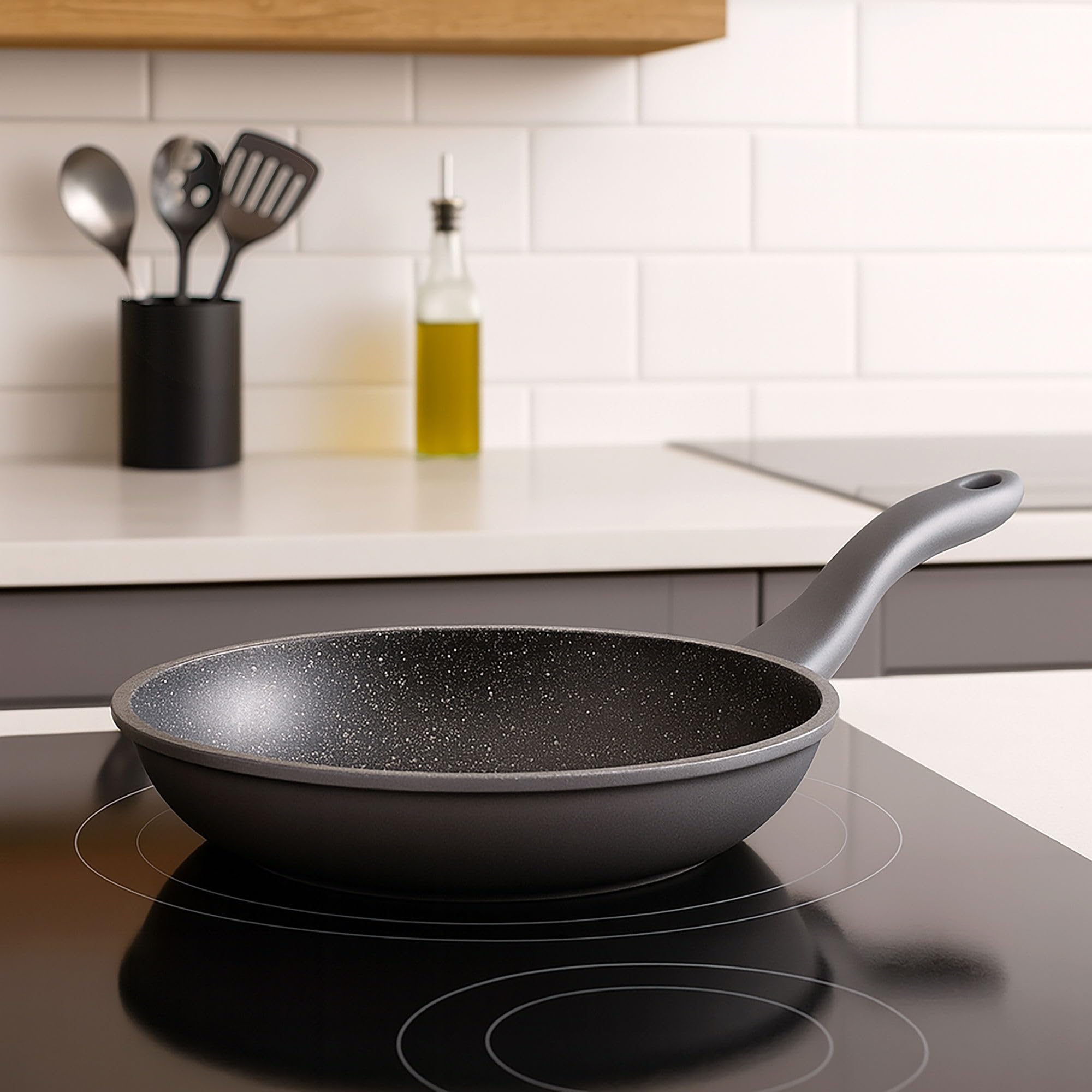 STONELINE FRESH Sartén Antiadherente 28 cm Sartén Grande Sartén Inducción MADE IN GERMANY Revestimiento Antiadherente con Partículas de Piedra Reales, Todo Tipo de Cocinas, Cocinar Sin Grasa