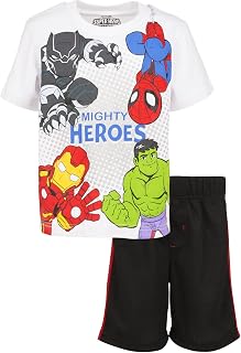 Avengers Hulk Iron Man Spider-Man T-Shirt and Mesh Shorts Outfit Set Toddler to Big Kid