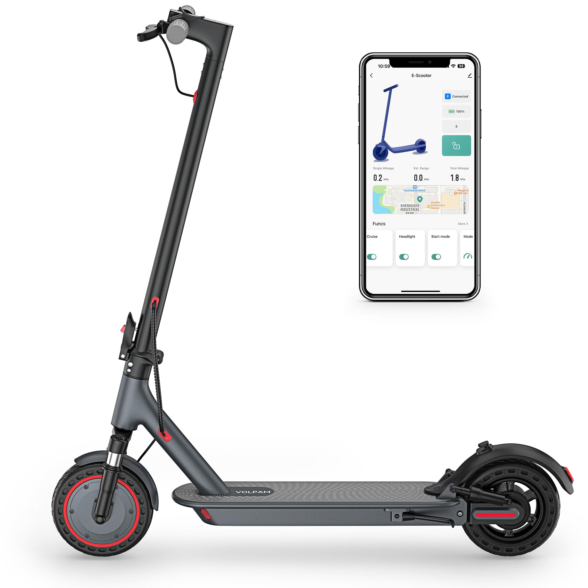 Electric Scooter Adults, 350W Motor, 23/15 Miles &amp; 19 MPH Top Speed, Double Braking, Folding E-Scooter, with 8.5" Solid Tires