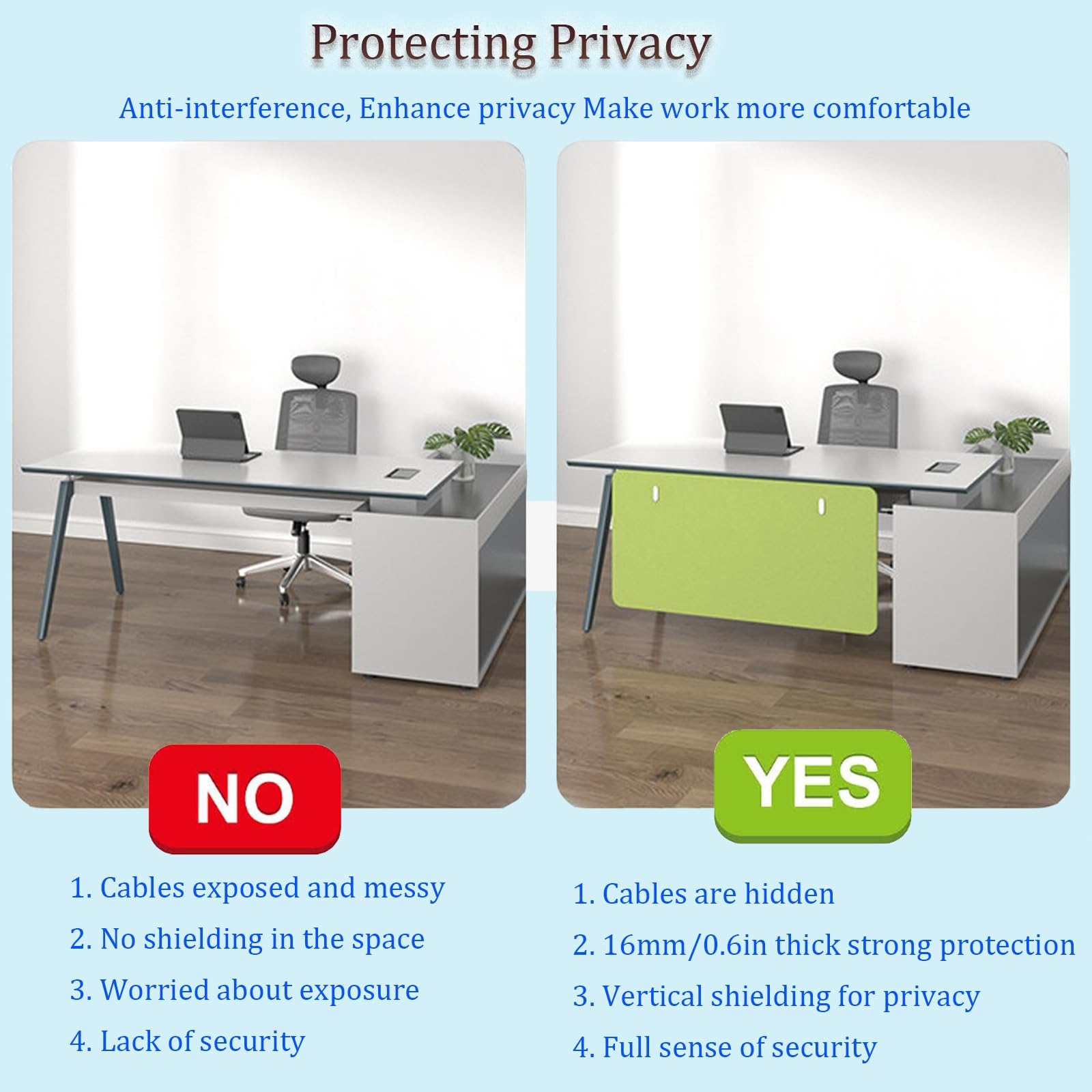Pannello acustico per cubicoli da ufficio, 91,9 cm, divisore acustico con morsetto Mt Desk Partit per migliorare la privacy e ridurre il rumore