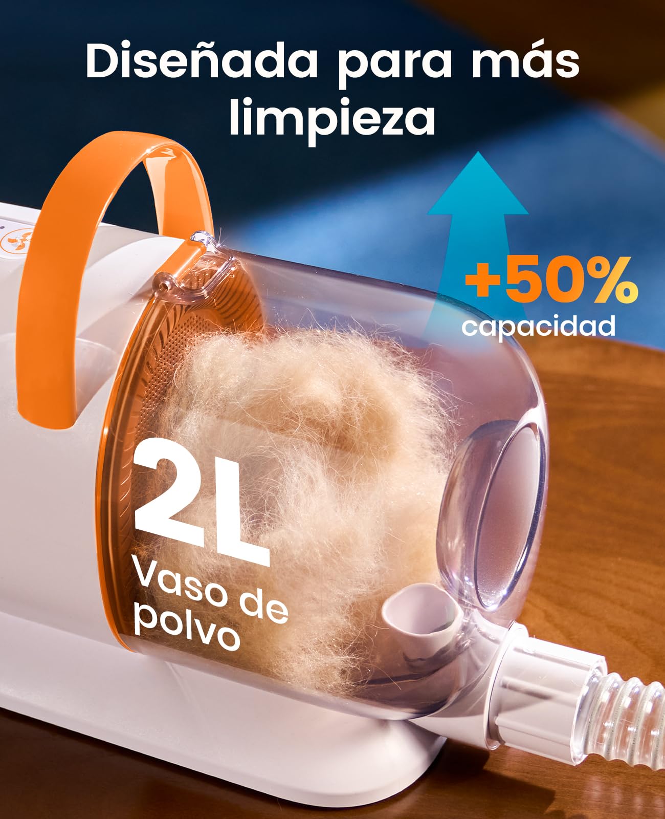 oneisall Cortapelos Perros con aspiradora de pelo, 15000Pa máquina de corte silenciosa para perros y gatos y otras 6 herramientas de aseo, Aspira el 99% del pelo de las mascotas