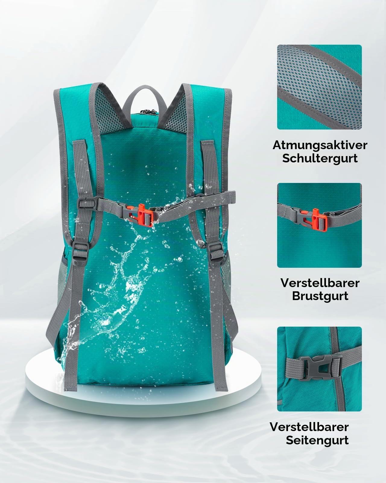 WATERFLY Faltbarer Rucksack Ultraleicht Wanderrucksack: 25L Leichter Tagesrucksack Sportlich Packable Backpack für Herren Damen Wandern Outdoor Trekking Hiking