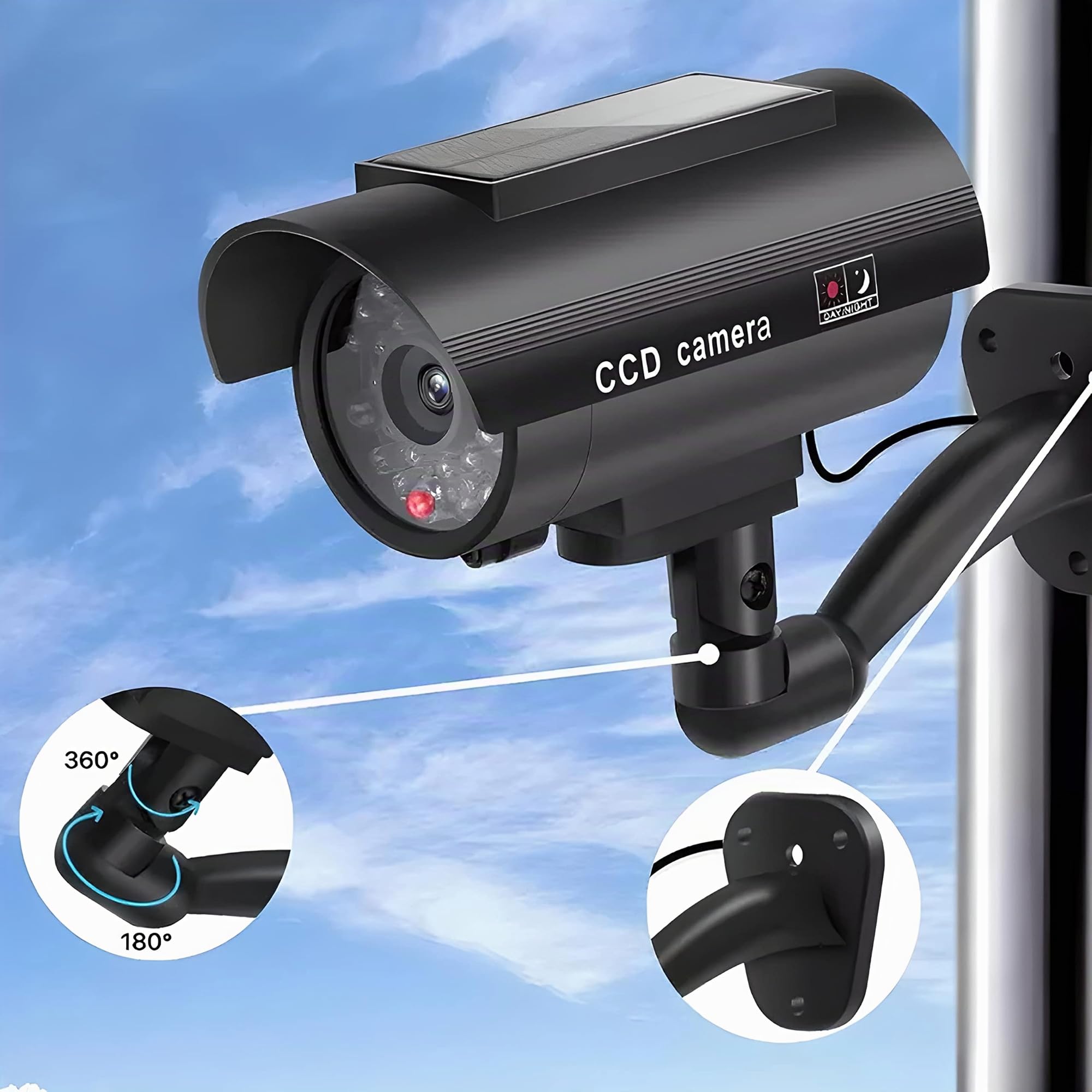 Retoo Telecamera Finta Solare LED Lampeggiante CCTV Imitazione Realistica Interni Esterni