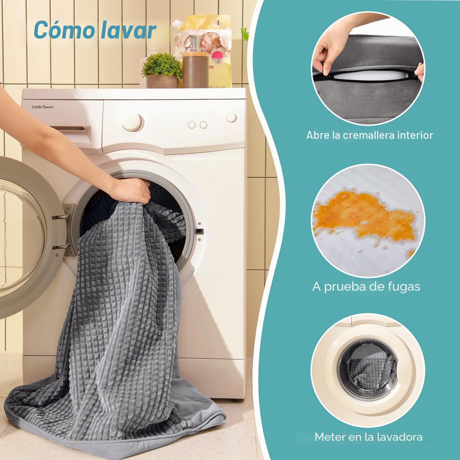 COZY KISS Sofá Perro Ortopédica Grande - Cama Perro Desenfundable y Lavable (Gris-U-Type, L(107 * 76 * 19CM))