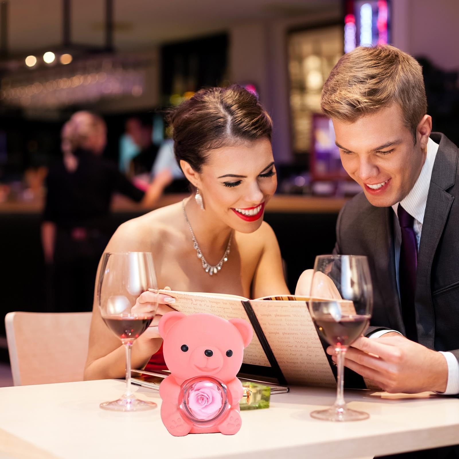 Amazon.co.jp: ネックレス付きローズボックス、ベアネックレスケース 