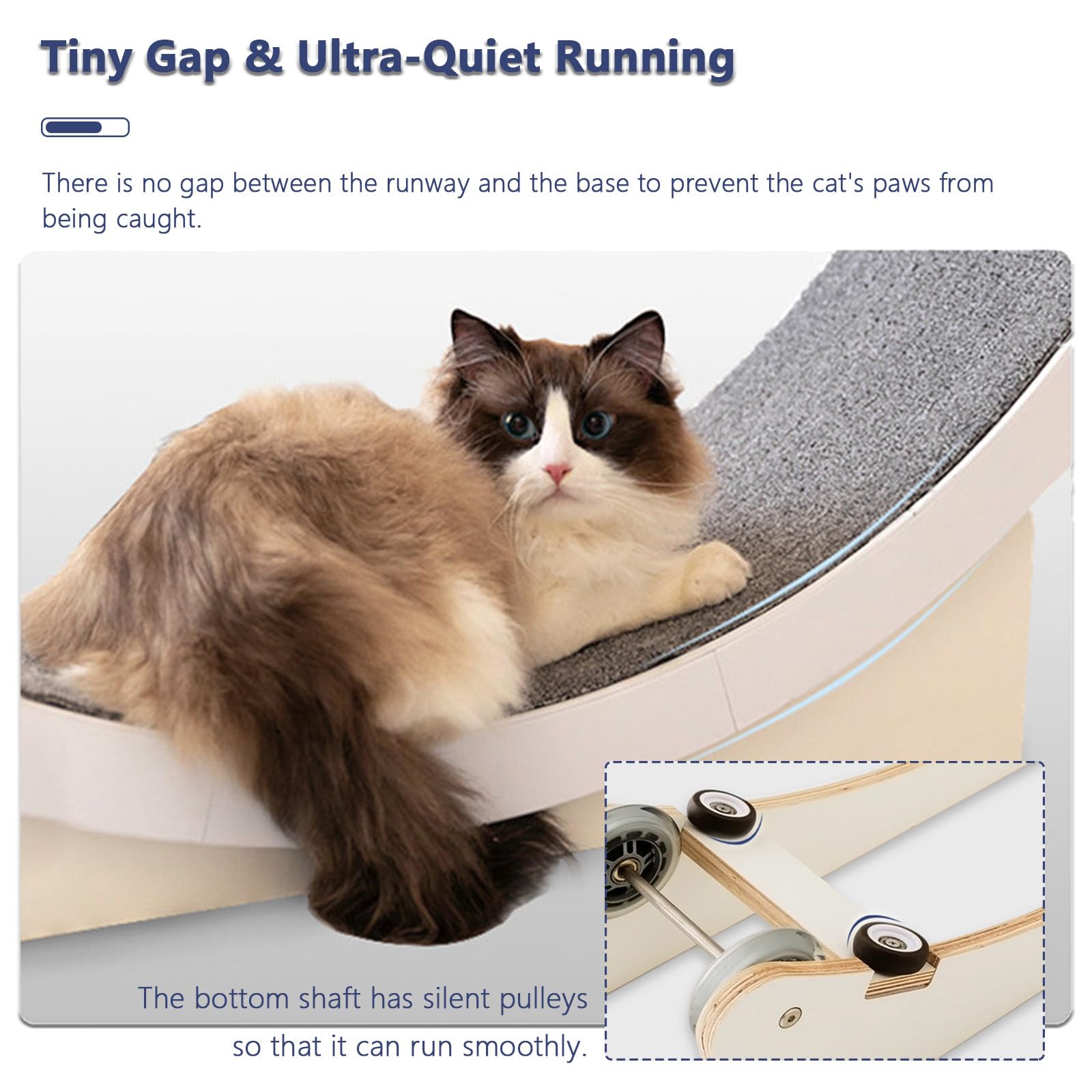 Rueda para Correr para gatos de 47 Pulgadas, Cinta de Correr para gatos con Pista alfombrada y Ruido ultrabajo, Ruedas para gatos fáciles de Instalar para gatos de Interior Fitness y Salud