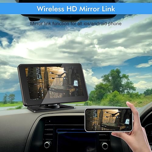 Miniatura 5 de Capapro Pantalla táctil inalámbrica Carplay de 7 pulgadas HD portátil doble DIN estéreo compatible con Apple Carplay y Android Auto con navegación