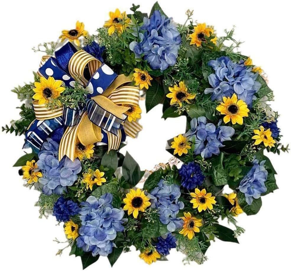 ansu Ukrainian Hydrangea Wreaths Artificial Flower Wreath Spring Front Door Garland