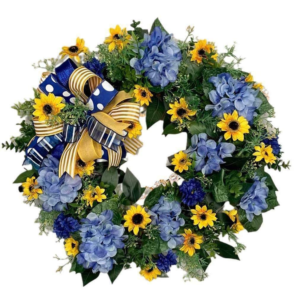 ansu Ukrainian Hydrangea Wreaths Artificial Flower Wreath Spring Front Door Garland