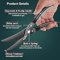 Vista 4 de Tijeras de cocina resistentes, tijeras de cocina de acero inoxidable de alta calidad, tijeras de aves de corral de 8.8 pulgadas, ultra afiladas