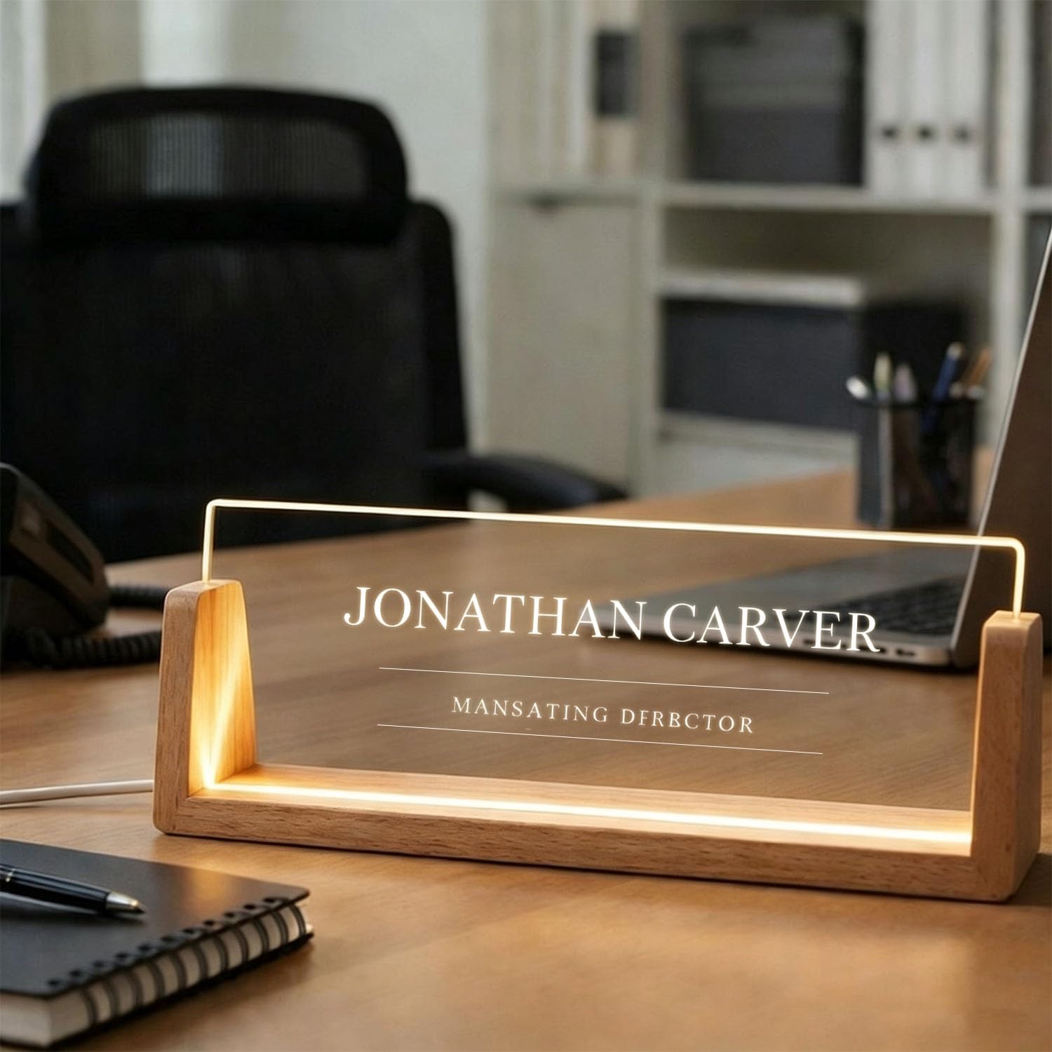 Customized LED Acrylic Desk Nameplate, Stylish Decor For Men & Women