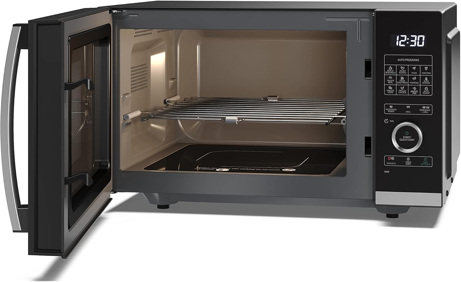 SHARP QG234AEB - Forno a microonde con barbecue, 900 W, grill: 1000 W, 10 livelli di potenza, funzione scongelamento, dimensioni: 490 x 288 x 393 cm, colore: Nero : Amazon.it: Casa e cucina